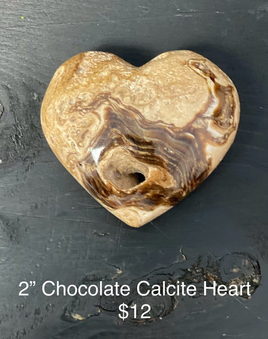 2” chocolate calcite Heart